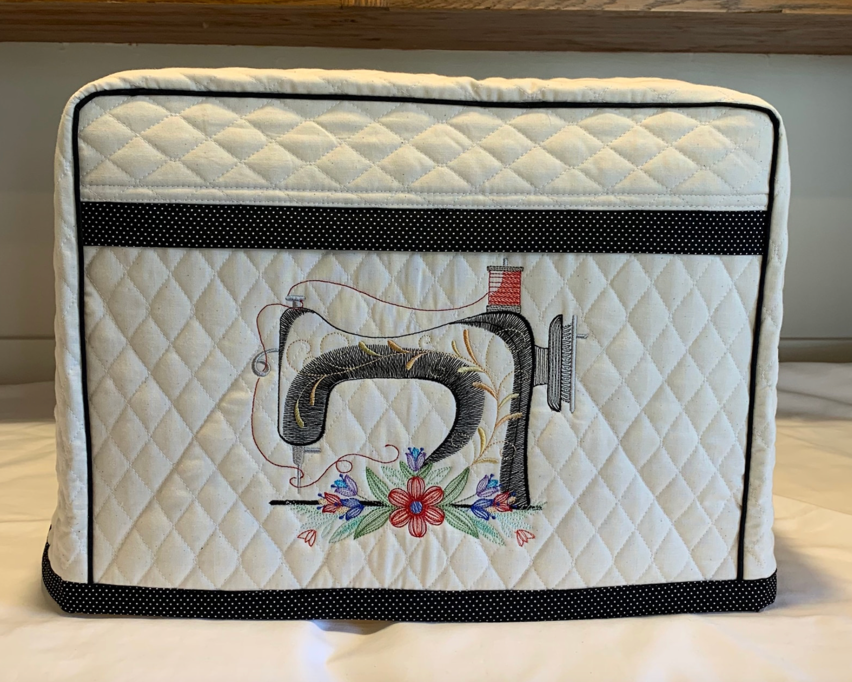 Sewing Machine Cover - Custom Embroidered with Sewing Machine & Spools
