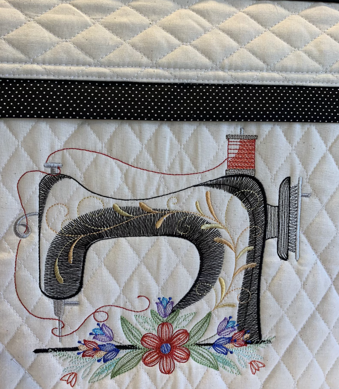 Sewing Machine Cover - Custom Embroidered with Sewing Machine & Spools