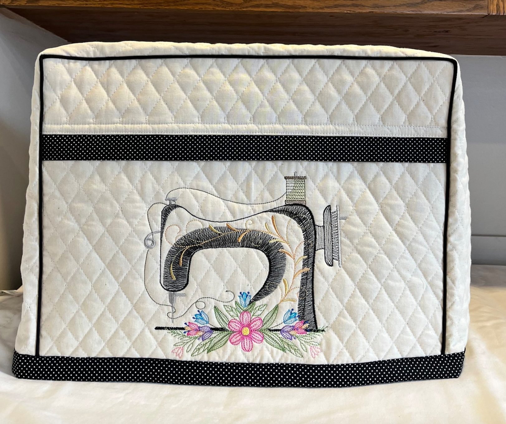 Sewing Machine Cover - Custom Embroidered with Sewing Machine & Spools