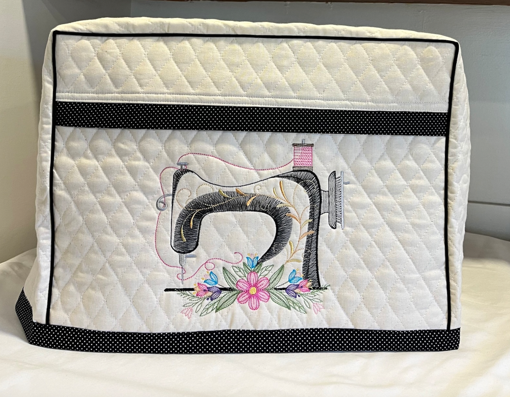 Sewing Machine Cover - Custom Embroidered with Sewing Machine & Spools