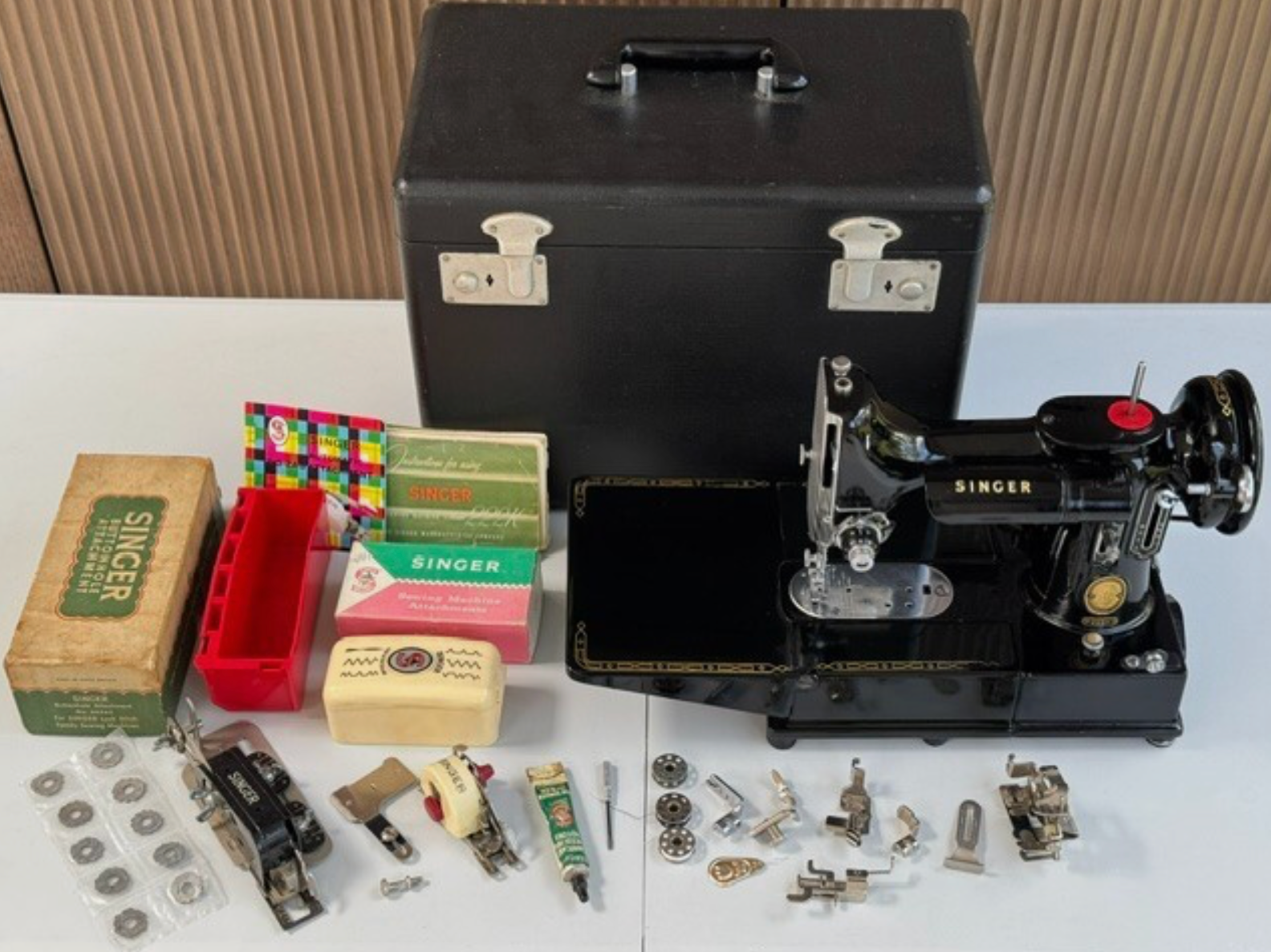 222k Featherweight Sewing Machine – Fully Serviced With Accessories + Adapter Included